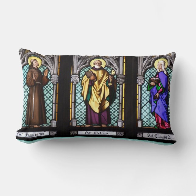 St. Francis, St. Peter, & St. Elizabeth Religious Lumbar Pillow (Front)