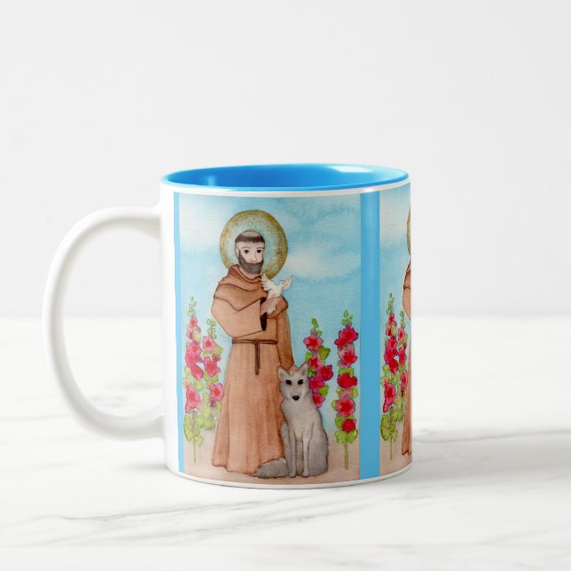 St. Francis Watercolor Two-Tone Coffee Mug (Left)