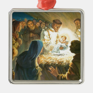 St Francis with Baby Jesus Christmas Gift Nativity Metal Ornament