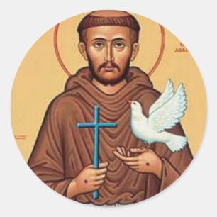 St. Francis with Dove Classic Round Sticker