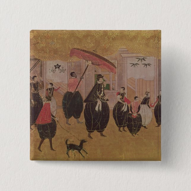 St. Francis Xavier  and his entourage 2 Inch Square Button (Front)