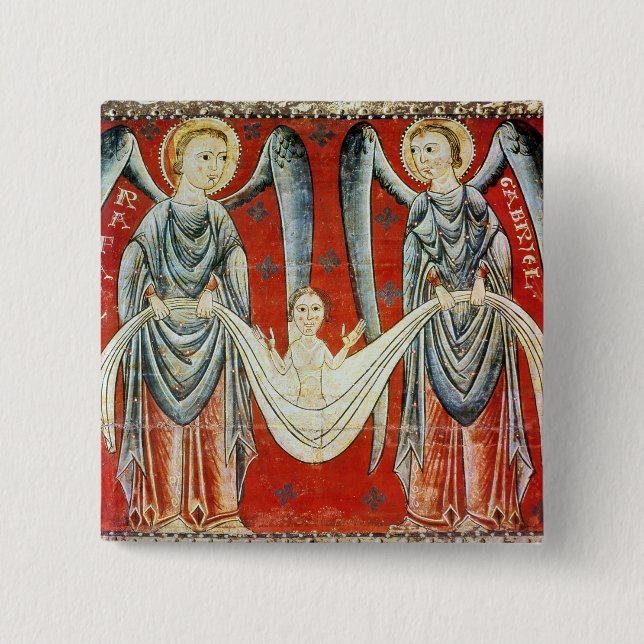 St. Gabriel and St. Raphael, c.1200 2 Inch Square Button (Front)