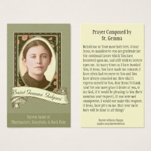 St. Gemma Galgani Patron Saint Holy Card