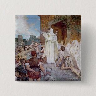 St. Genevieve Calming the Parisians 2 Inch Square Button