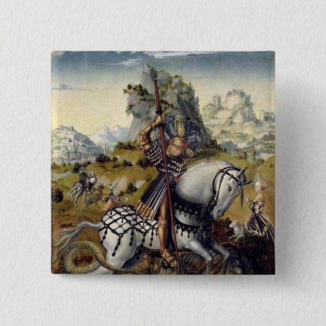 St. George 2 Inch Square Button (Front)