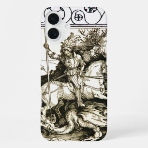 ST. GEORGE AND DRAGON , Black White iPhone 16 Plus Case