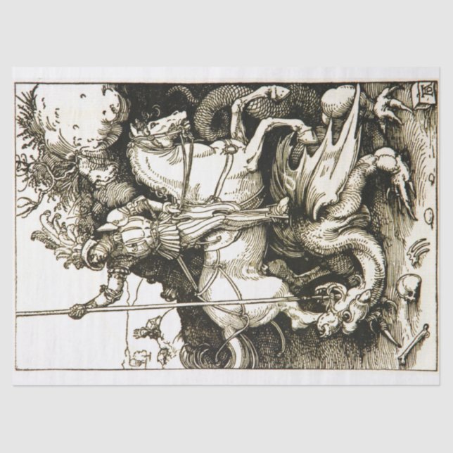 ST. GEORGE AND DRAGON , Black White Tissue Paper (Front)