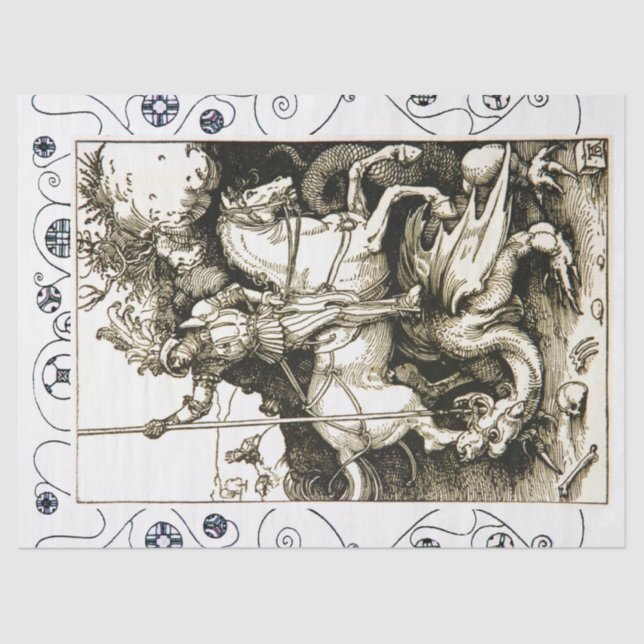 ST. GEORGE AND DRAGON , Black White Tissue Paper (Front)