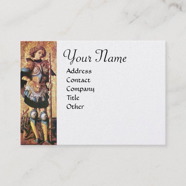ST. GEORGE AND DRAGON Monogram,platinum metallic Business Card (Front)