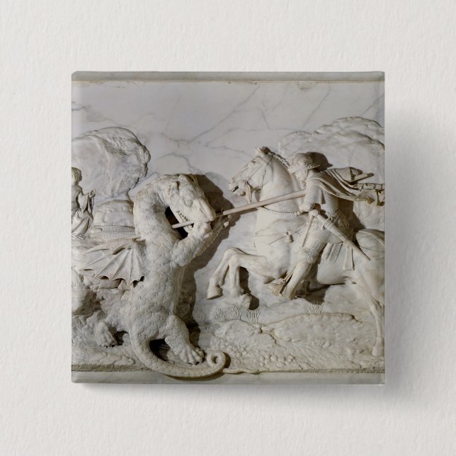St. George and the Dragon, 1508 2 Inch Square Button (Front)