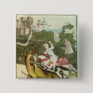 St. George and the Dragon 2 Inch Square Button