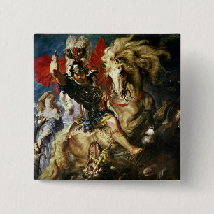 St. George and the Dragon, c.1606 2 Inch Square Button