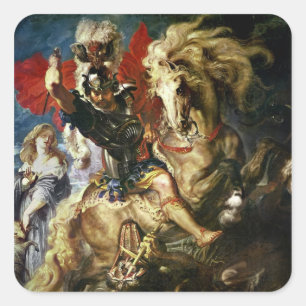 St. George and the Dragon, c.1606 Square Sticker