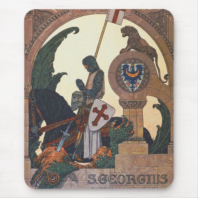 St George and the Dragon - Heinrich Lefler Mouse Pad (Front)