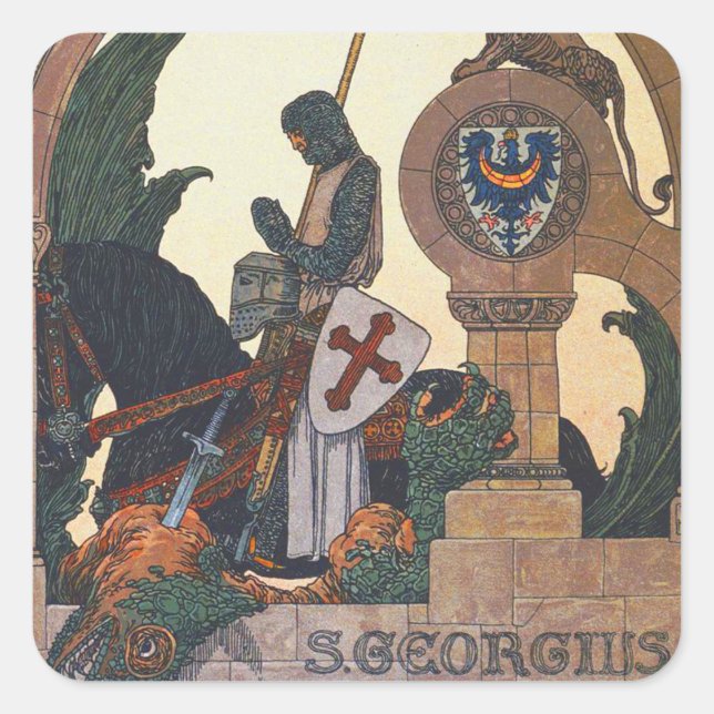 St George and the Dragon - Heinrich Lefler Square Sticker (Front)