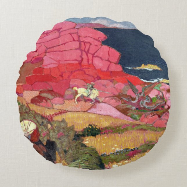 St. George and the Dragon Round Pillow (Front)