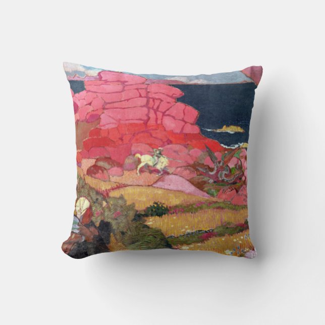 St. George and the Dragon Throw Pillow (Front)