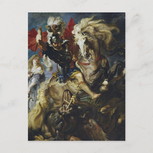 St. George Battles the Dragon by Peter Paul Rubens Postcard (Front)