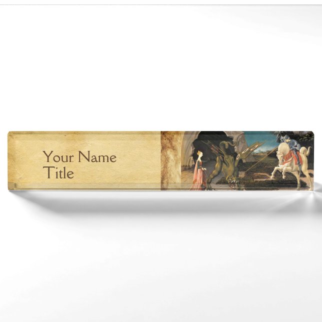 ST. GEORGE,DRAGON AND PRINCESS PARCHMENT NAMEPLATE (Front)
