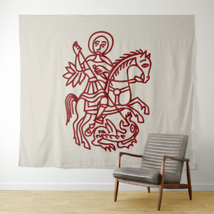 St George Dragon Jerusalem Cross Heritage Tattoo Tapestry