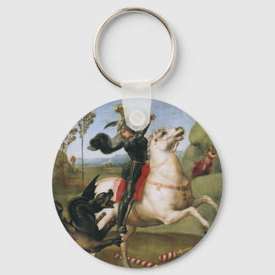 St. George Fighting Dragon Raphael Fine Art Keychain