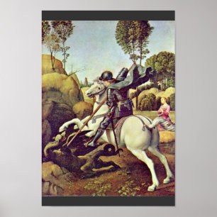 St. George Fighting The Dragon By Raffael Poster