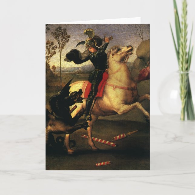St. George Fighting the Dragon by Raphael Sanzio Card (Front)