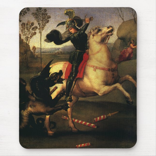 St. George Fighting the Dragon by Raphael Sanzio Mouse Pad (Front)