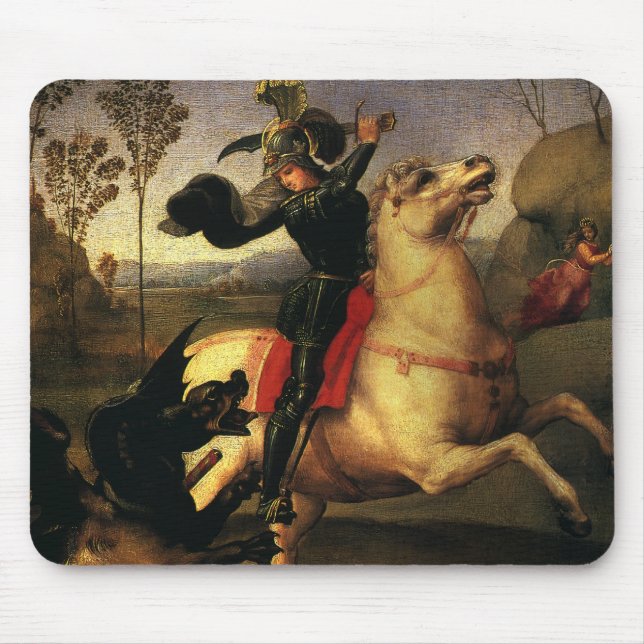 St. George Fighting the Dragon by Raphael Sanzio Mouse Pad (Front)