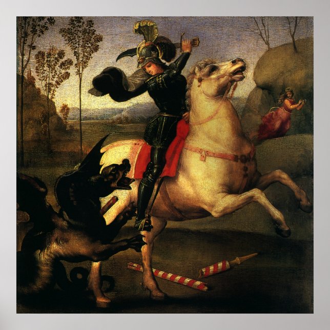 St. George Fighting the Dragon by Raphael Sanzio Poster (Front)