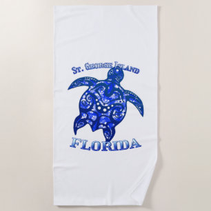 St. George Florida Vacation Tribal Turtle Beach Towel