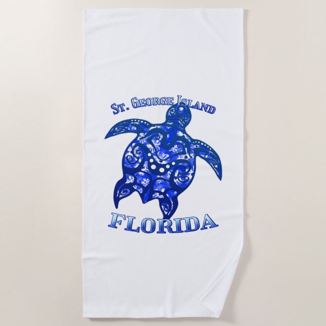 St. George Florida Vacation Tribal Turtle Beach Towel (Front)