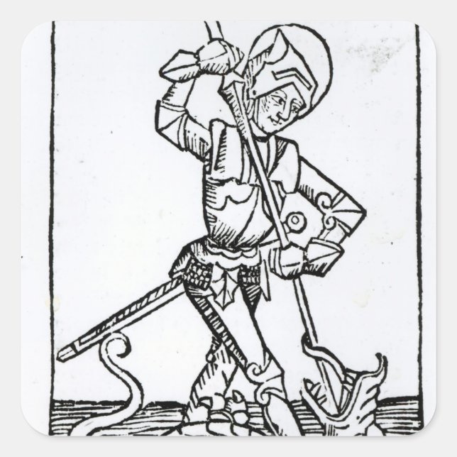 St. George, from the 'Liber Chronicarum' Square Sticker (Front)