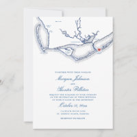 St. George Island FL Map Elegant Navy Blue Wedding