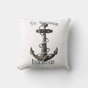 St. George Island Florida Vacation Nautical Anchor Throw Pillow