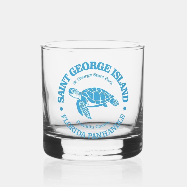 St George Island (sea turtle) Whiskey Glass (Front)