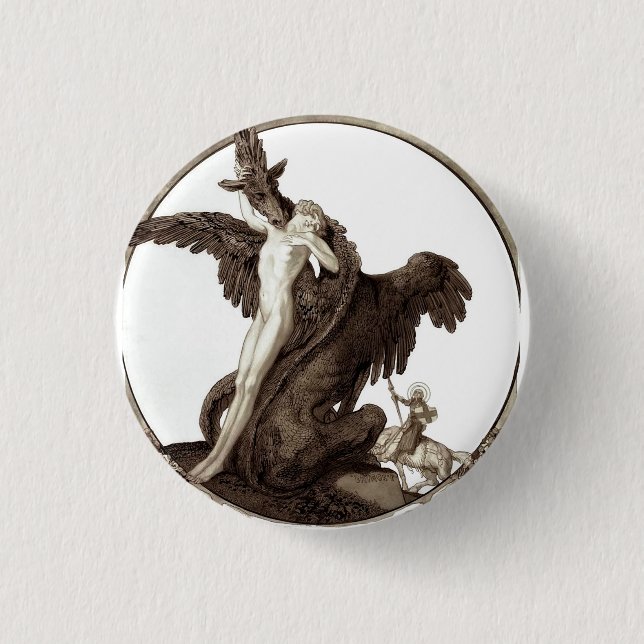 St. George Rescuing a Maiden from a Dragon 1 Inch Round Button (Front)