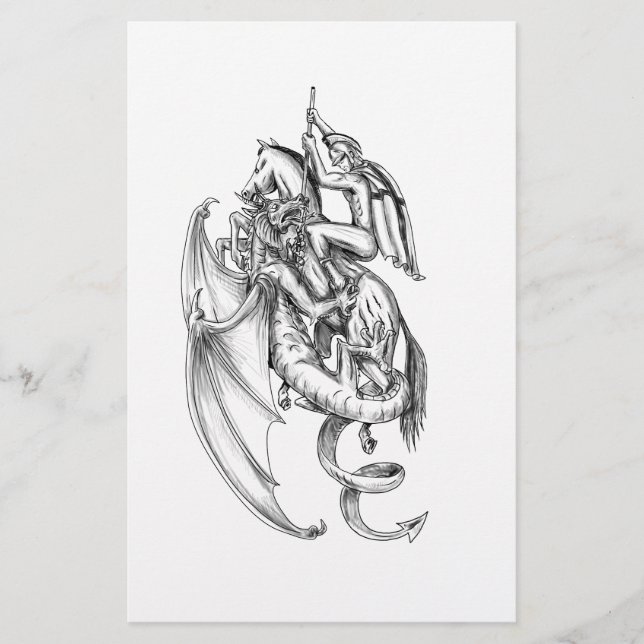 St George Slaying Dragon Tattoo (Front)