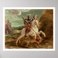 St. George slaying the dragon, (oil on panel)