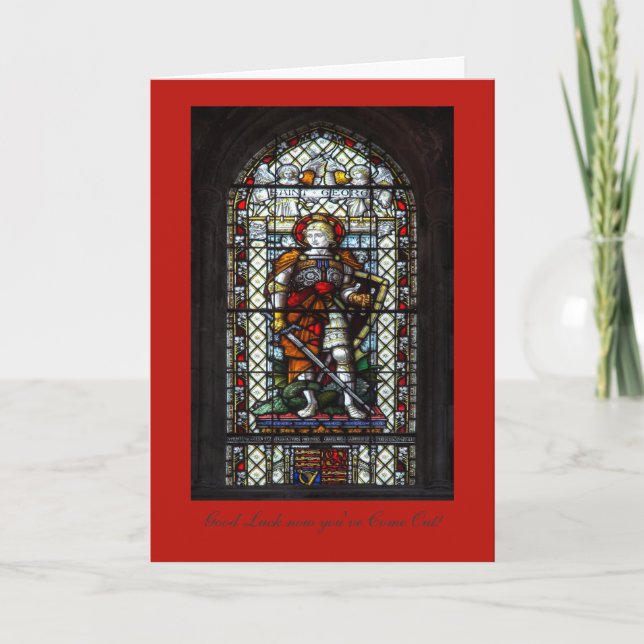 St George stained glass - Luck with Coming Out Card (Front)
