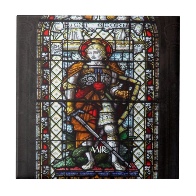 St George stained glass window - Monogram Tile (Front)