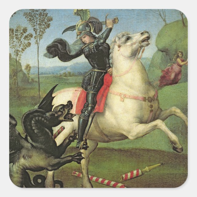 St. George Struggling with the Dragon Square Sticker (Front)
