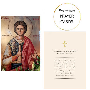 St. George the New of Sofia Orthodox Prayer Card