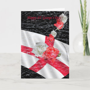 St. George's Day English Flag and roses white and Card