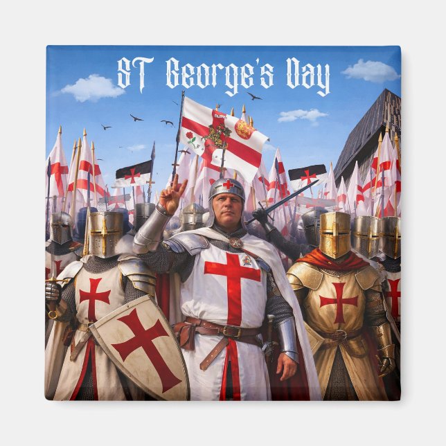 St Georges Day Square Fridge Magnet  (Front)