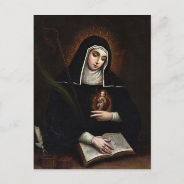 St. Gertrude by Miguel Cabrera Postcard (Front)
