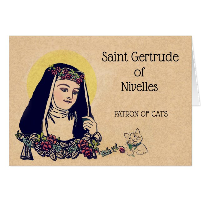St Gertrude du saint patron de Nivelles des chats (Devant horizontal)