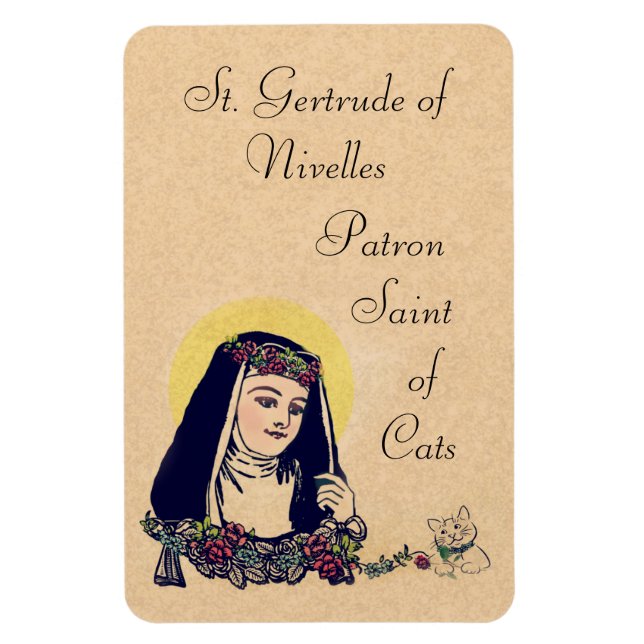 St. Gertrude of Nivelles Patron Saint of Cats Magnet (Vertical)
