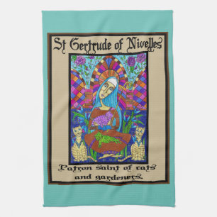 St Gertrude of Nivelles Tea Towel