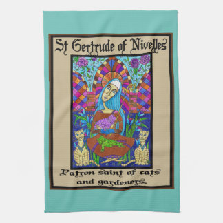 St Gertrude of Nivelles Tea Towel